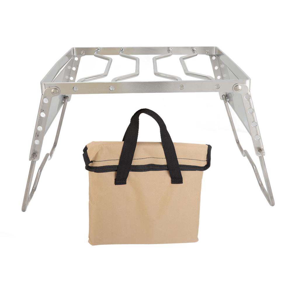 Stove Stand Rack Stainless Steel Silver Foldable Multifunctional Portable Picnic Pot Bracket for Camping Traveling