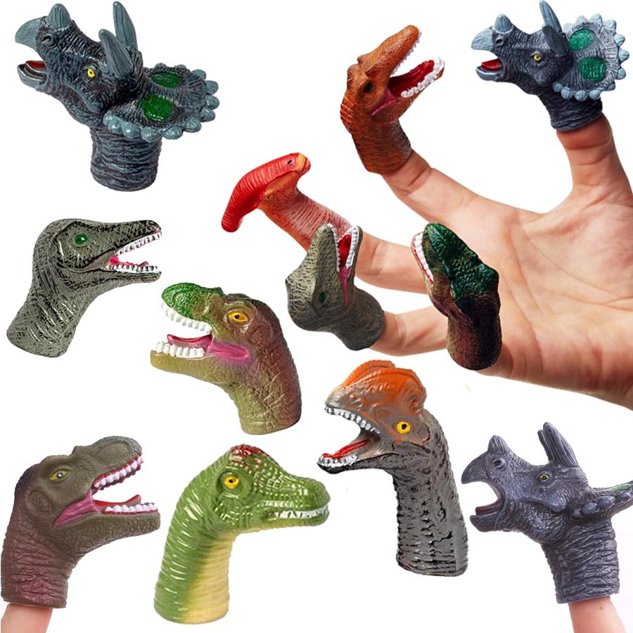 4/5pcs Dinosaur Hand Puppet Finger Prank Bedtime Storytelling Props Jurassic Animal Simulation Doll Party Supplies XJM