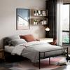Double Bed Frame in Steel 160x200cm with Slats, Headboard and Footboard - Black