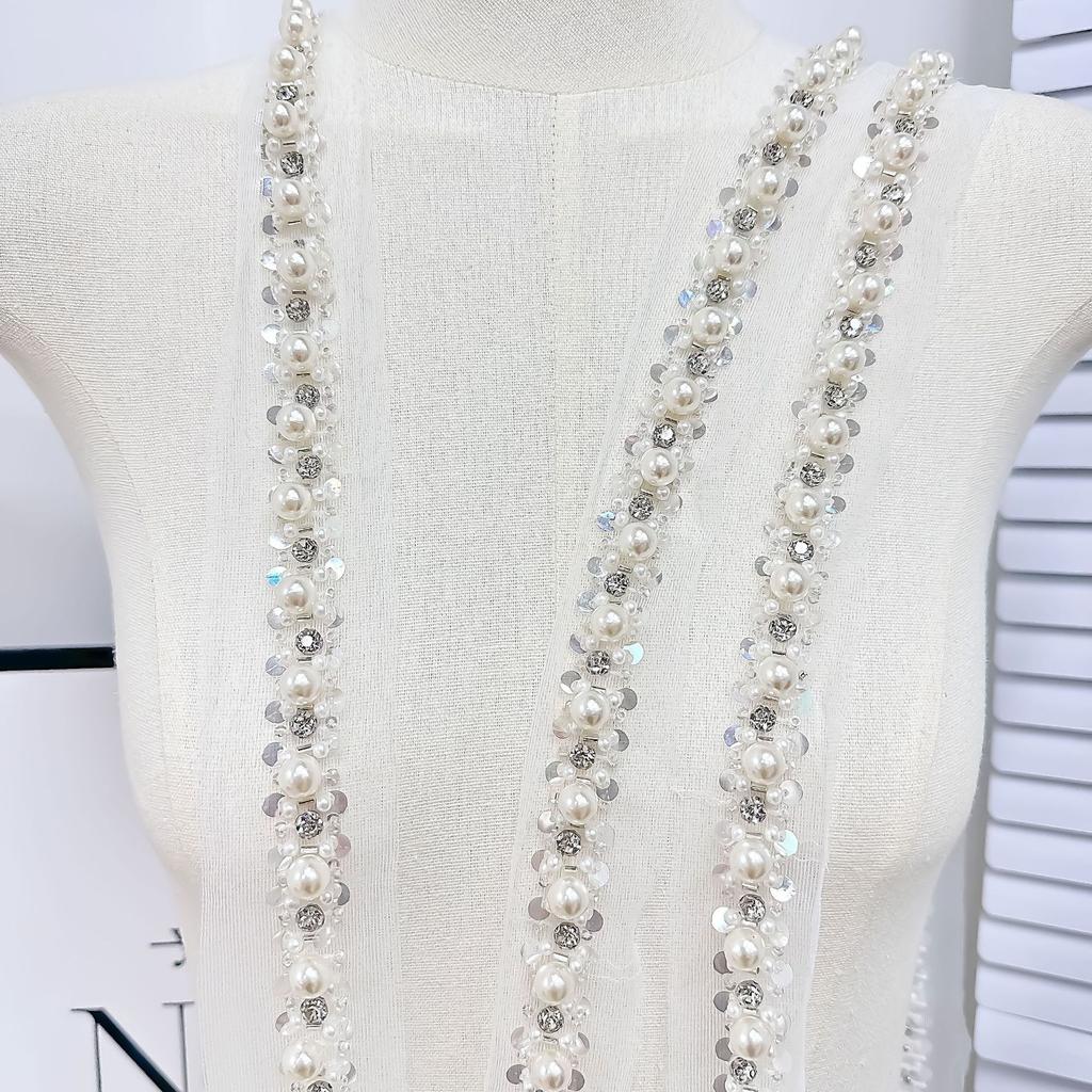 Mesh Bottom Heavy Industry Handmade Rhinestone Pearl Lace Diy Hair Accessories Fashion Clothing Neckline Accessories Barcode