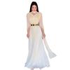 2024 Autumn Women's V-Neck Mesh Splicing Elegant High-Waist Evening Dress