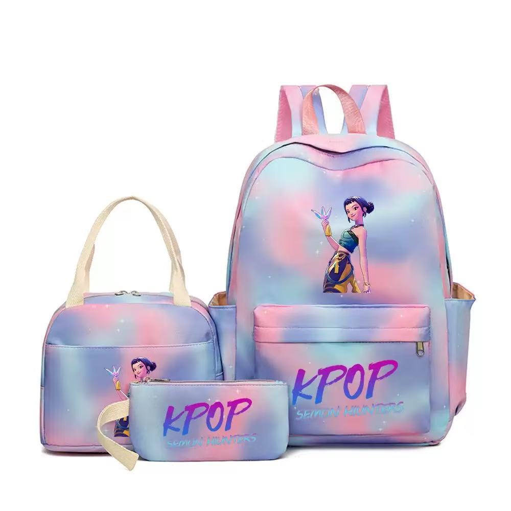 Kpop Witch Hunter Backpack Lunch Bag Pencil Case Set Anime Fashion Student School Bag