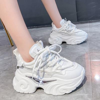 Mode Weiße Klobige Sneaker für Damen Mode Rutschfeste Plateau Sportschuhe Damen PU Leder Dicke Sohle Vulkanisierte Schuhe Frau 2024