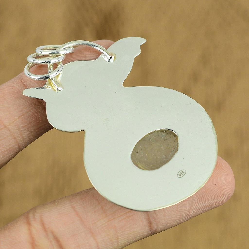 Wedding Gift For Her 925 Sterling Silver Natural Golden Rutile Gemstone Pendant
