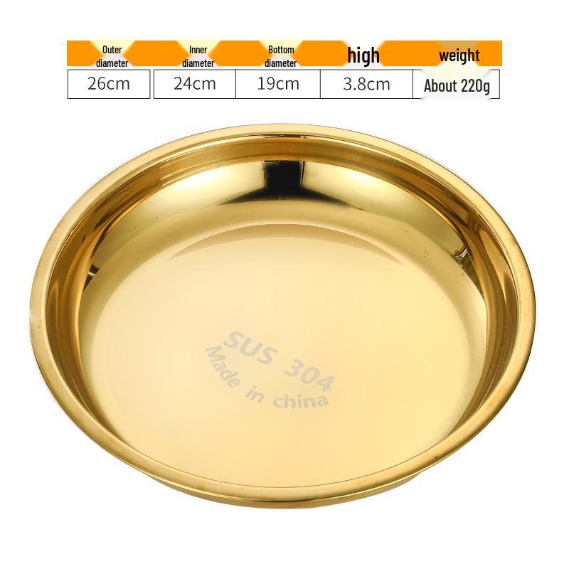 Piatto Basso in Acciaio Inossidabile 304 Placcato Oro – Piatto Tavola Rotondo Grande