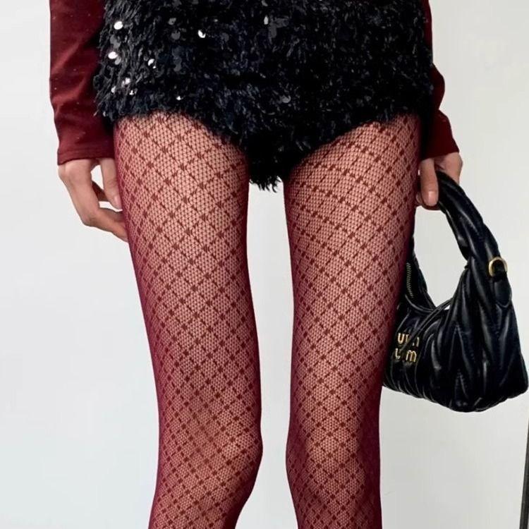 Lace Silk Premium Gray Sexy American Hollow Mesh Socks Ab Pantyhose Women'S Spring And Autumn Thin Black Silk Thin Style