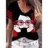 Summer Women's T Shirt V-neck Short Sleeve Graphic Print Outdoor T-shirt Female Casual Oversized Clothing Streetshirts