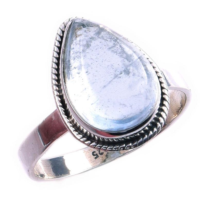 Natural Aquamarine Gemstone Handmade 925 Solid Sterling Silver Ring Size 10 y7e35