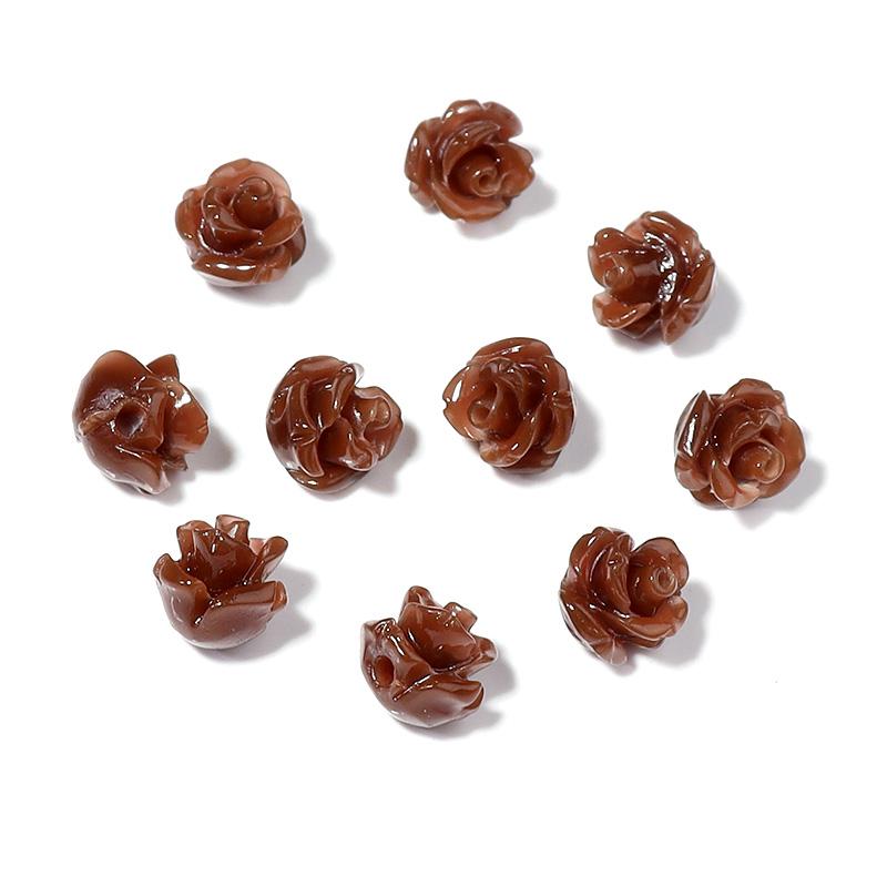 

30Pcs 6mm Resin Beads Imitation Coral Flower Colorful Bright Face Vertical Hole Loose Beads Diy Bracelet Phone Chain Jewelry
