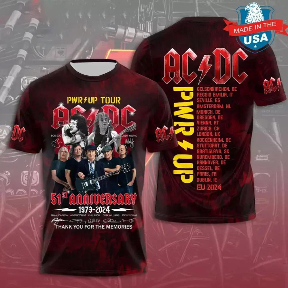 ETST 005 2025Zomer Herenkleding Rockband T-shirts AC-DC 3D Geprint Jongen Meisje Korte Mouw Tees Hip Hop Mode Ronde Hals Casual Tops 3XL