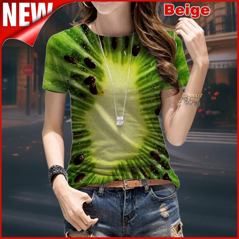 

Лето 2022 года, новая 3D-печатная футболка с фруктами, женская футболка для отдыха с 3D-принтом, светло-зеленый киви XS-5XL XS