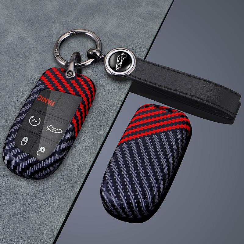 

Carbon Car Key Cover Fob Case Shell for Jeep Grand Cherokee Dodge Dart Journey RAM 1500 Charger Challenger Durango Chrysler 300