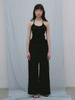 PLATDUJOUR Flower Elastic Waist Pants (Black)