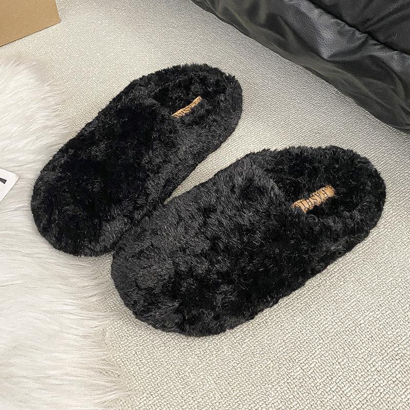 Thick-soled Lamb Wool Slippers Women's Autumn and Winter Wear 2025 New Korean Version of Internet Celebrity Height-increasing Muffin Bag Head Ha