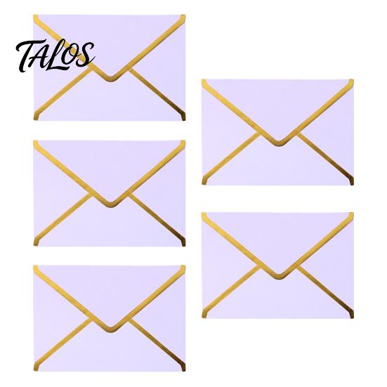 Western Style Envelopes 5Pcs with Gold Foil Trim, Offset Paper Invitation Handmade Cultural Creation Supplies for Wedding, Greeting Cards, Business