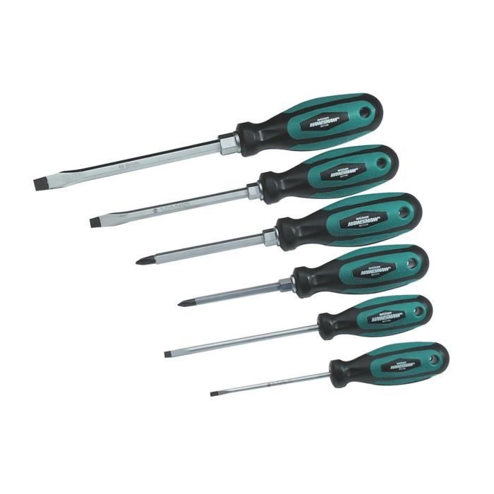 Jeu De Tournevis - MANNESMANN - 6 Pièces - Acier Chrome Vanadium - Poignée Anti-dérapante