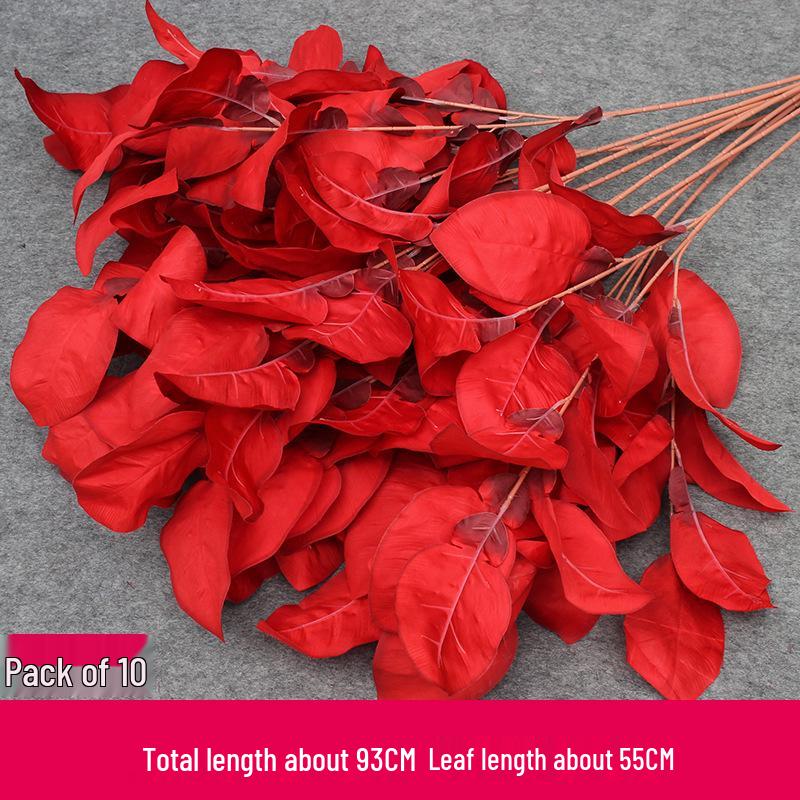 10-Piece Burgundy Floral Décor Set: Red-Toned Artificial Flowers, Mat, Aisle Runner, Wedding Decoration