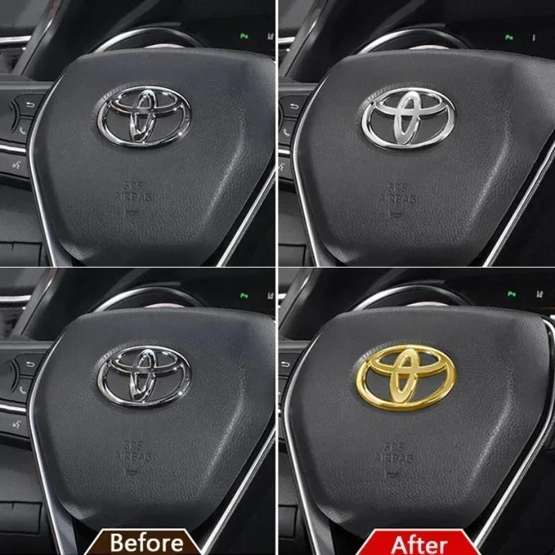 1PC 6.5x4.5cm Buckle Car Steering Wheel Emblem Decals Badge For Toyota Camry Corolla CHR Rav4 Vios Crown Highlander Tundra Levin