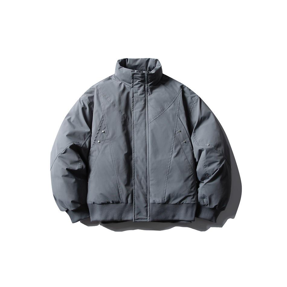 

CROWD CITY Men s Trendy Rivet Stand Collar Workwear Jacket - Winter Cotton Cold Protection, American Style Y596 M синій/сірий колір