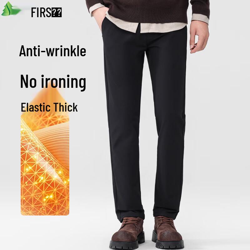 FIRS Men's Anti-Wrinkle Thick Straight Casual Pants