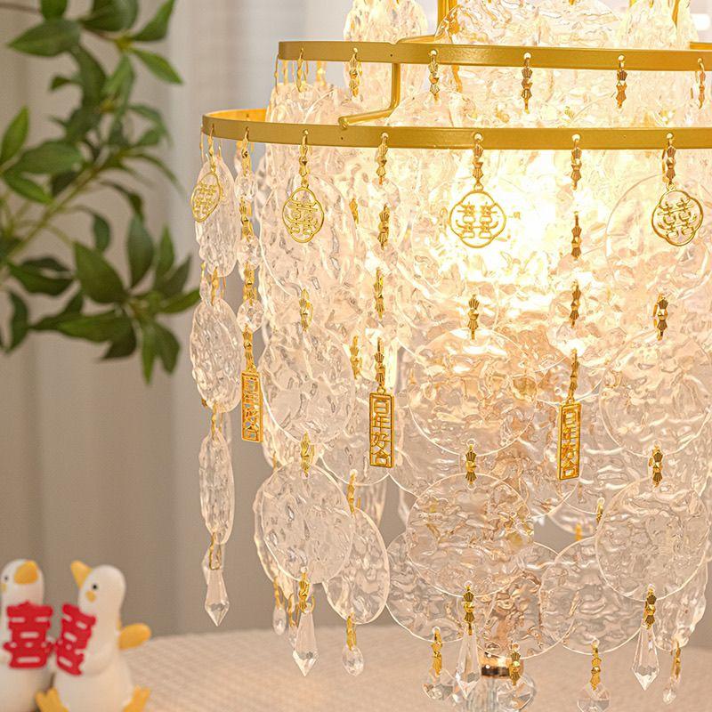 Table Lamp Crystal Glass Bedside Lamp Home Table Lamp Lampshade with Round Stand Elegant Modern for Bedroom Living Room Decor