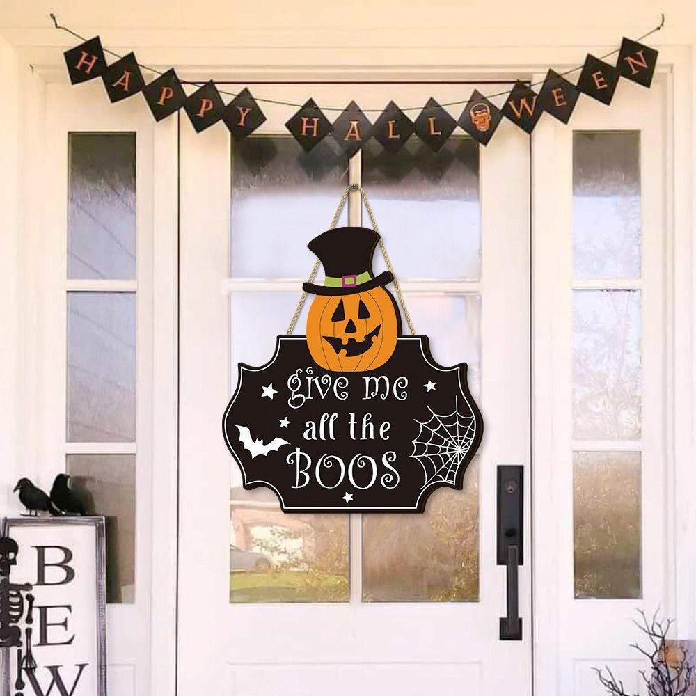 Funny Halloween Pumpkin Door Sign Creative Door Hanging Pendant Pumpkin Hanger Wreath  Atmosphere