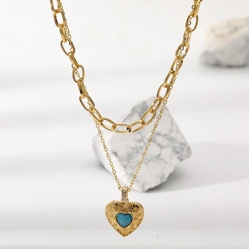 

Contemporary Heart Shaped Necklace Stylish And Subtle Multi-layer Jewelry For Women XH1531