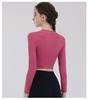 New Quick-dry Long-sleeved Top With High Elasticity, Nude-like Feel, Back Hollow-out, Slim-fitting, Sports Fitness Wear For Women