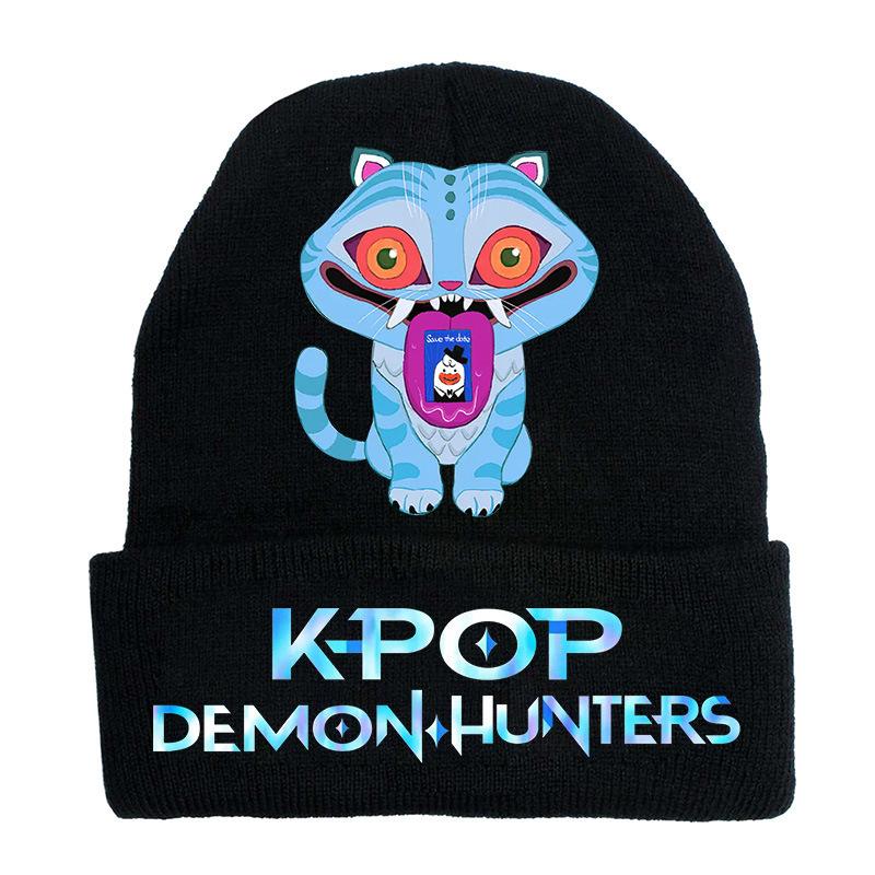 K Pop Dämonenjäger Cartoon Buchstaben Print Strickmützen Herbst Winter Erwachsene Outdoor Warme Mütze