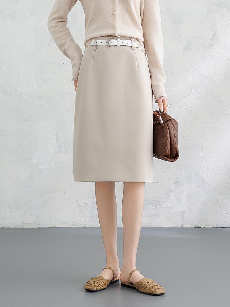 2026 Spring Women's High Waist Slimming Pencil Skirt – Versatile Mid-Length Professional Style with Slit.