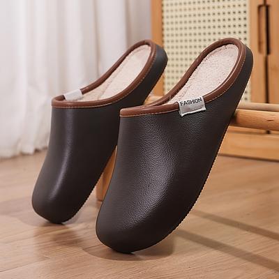Fashion Cotton Slippers for Men Women Winter Casual Home Shoes with Fur Indoor Outdoor Waterproof Warm Plush Shoes Couple Slides