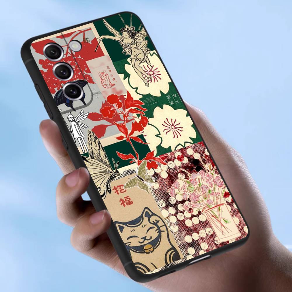 China Chic Mosaic Graffiti Green Rattan Case For Samsung Galaxy Case S25 S23 S22 S21 S30 S20 S10 Ultra Plus FE TPU Soft Cover