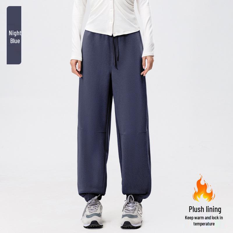 Women's Fleece-Lined Harem Pants: High Waist, Cuffed, Solid Color Sweatpants for Autumn/Winter