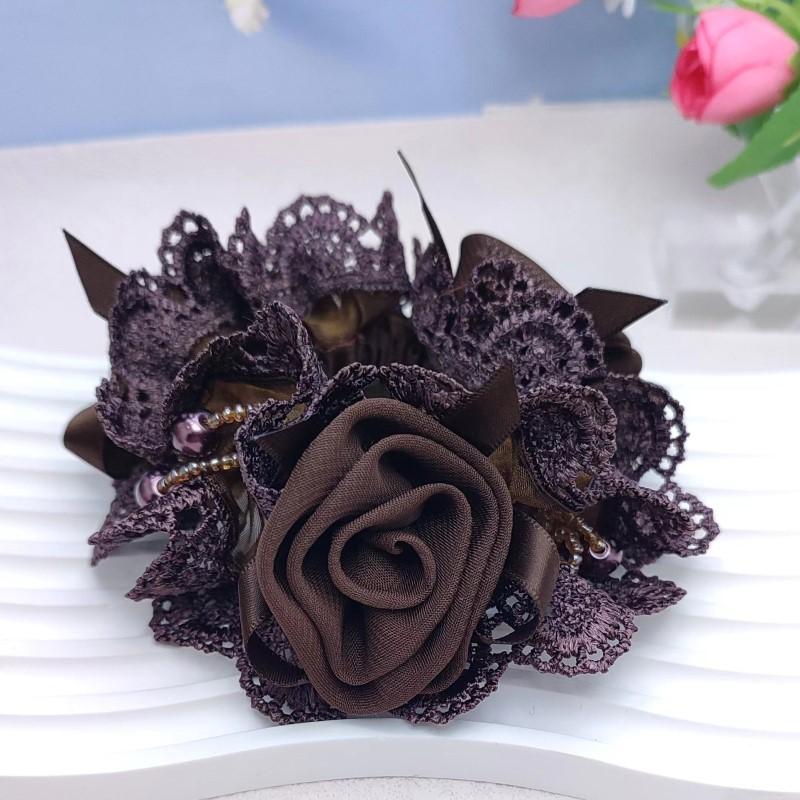 Red Flowers Wide Circle Elegant Headband Female Elastic Rubber Band Ponytail   Coles Para El Pelo  Scrunchies  Hair Accessories