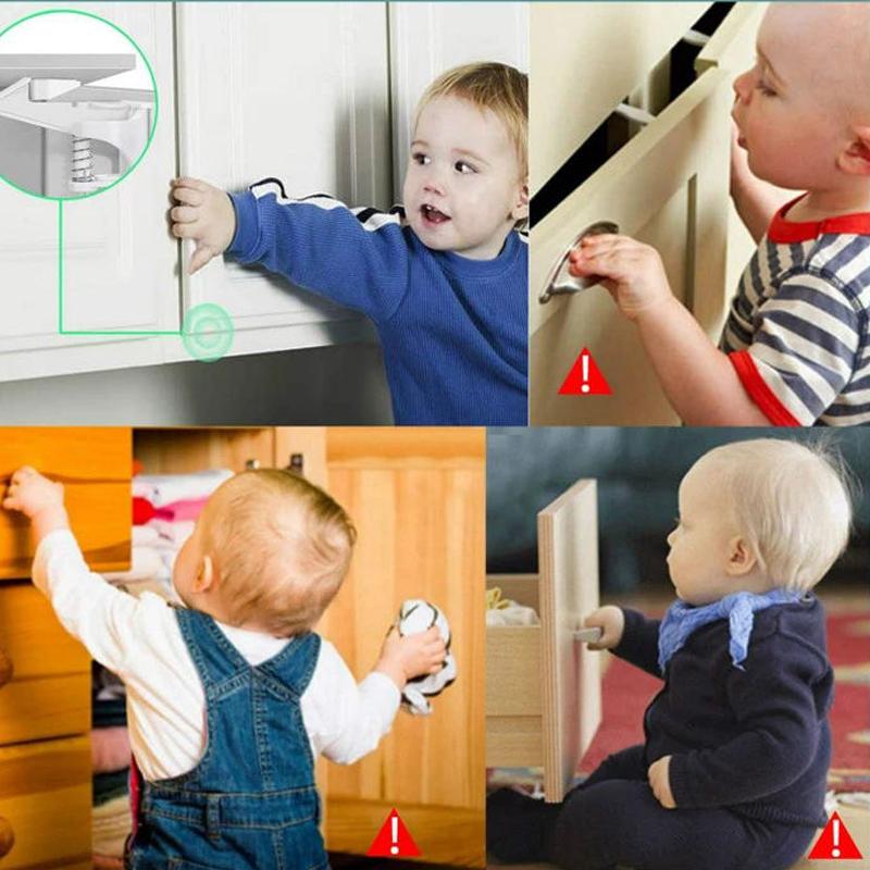 3Pcs Adhesive Safety Lock for Drawer Cabinet Door Invisible Buckle Closet Locks Security Lock