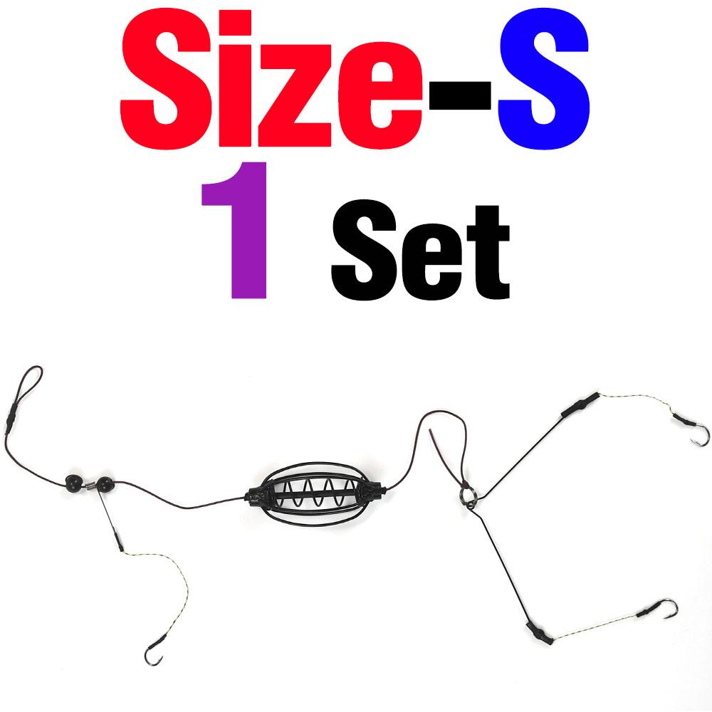 1Set Carp Fishing Feeder Fishing Baits Cages Hook Rig Set Inline Method Feeder Fish Tackle Accessories