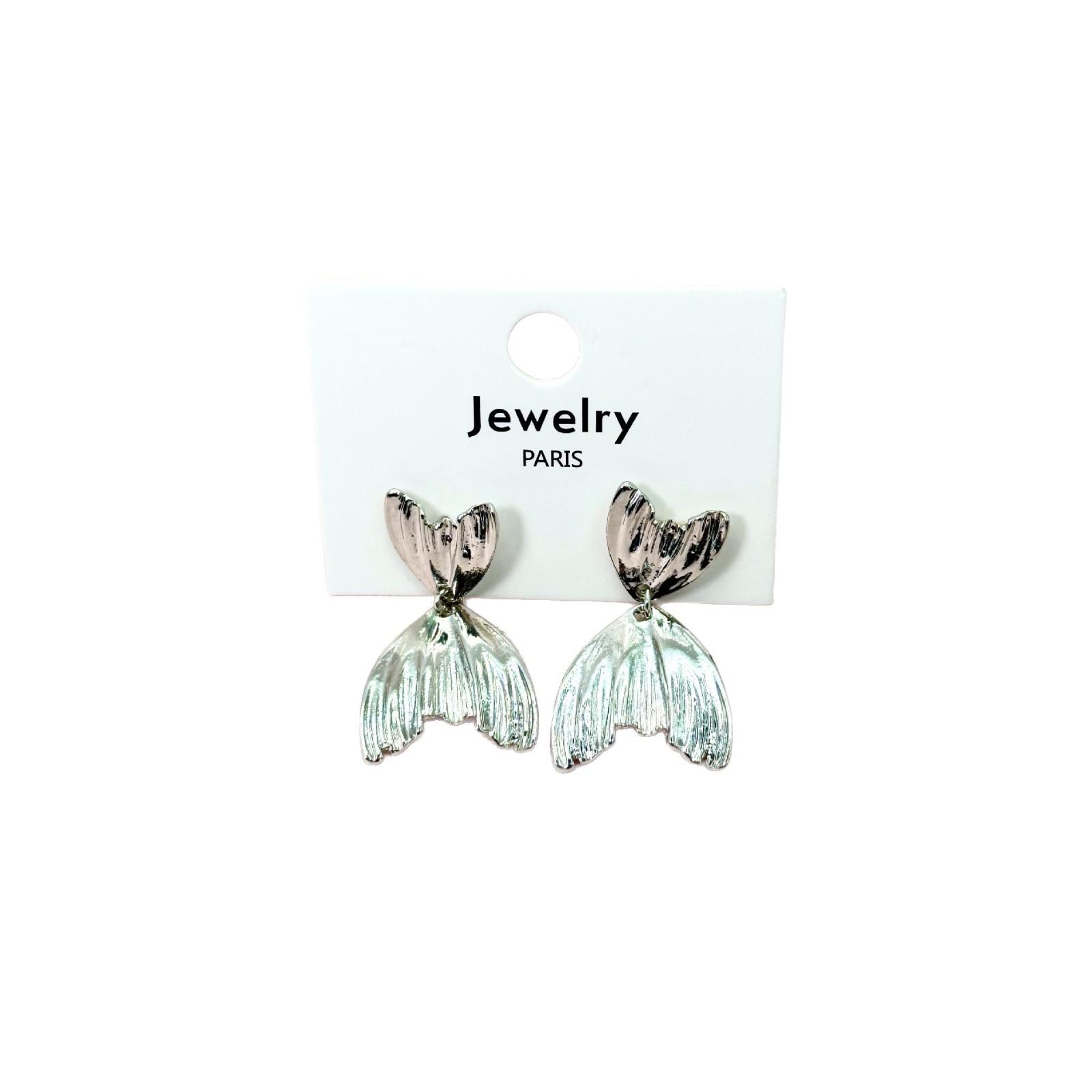 

New in Trend Exaggerated Fish Tail Earrings for Women Light Luxury Retro High-end Elegant Earring Classic Banquet Jewelry білий