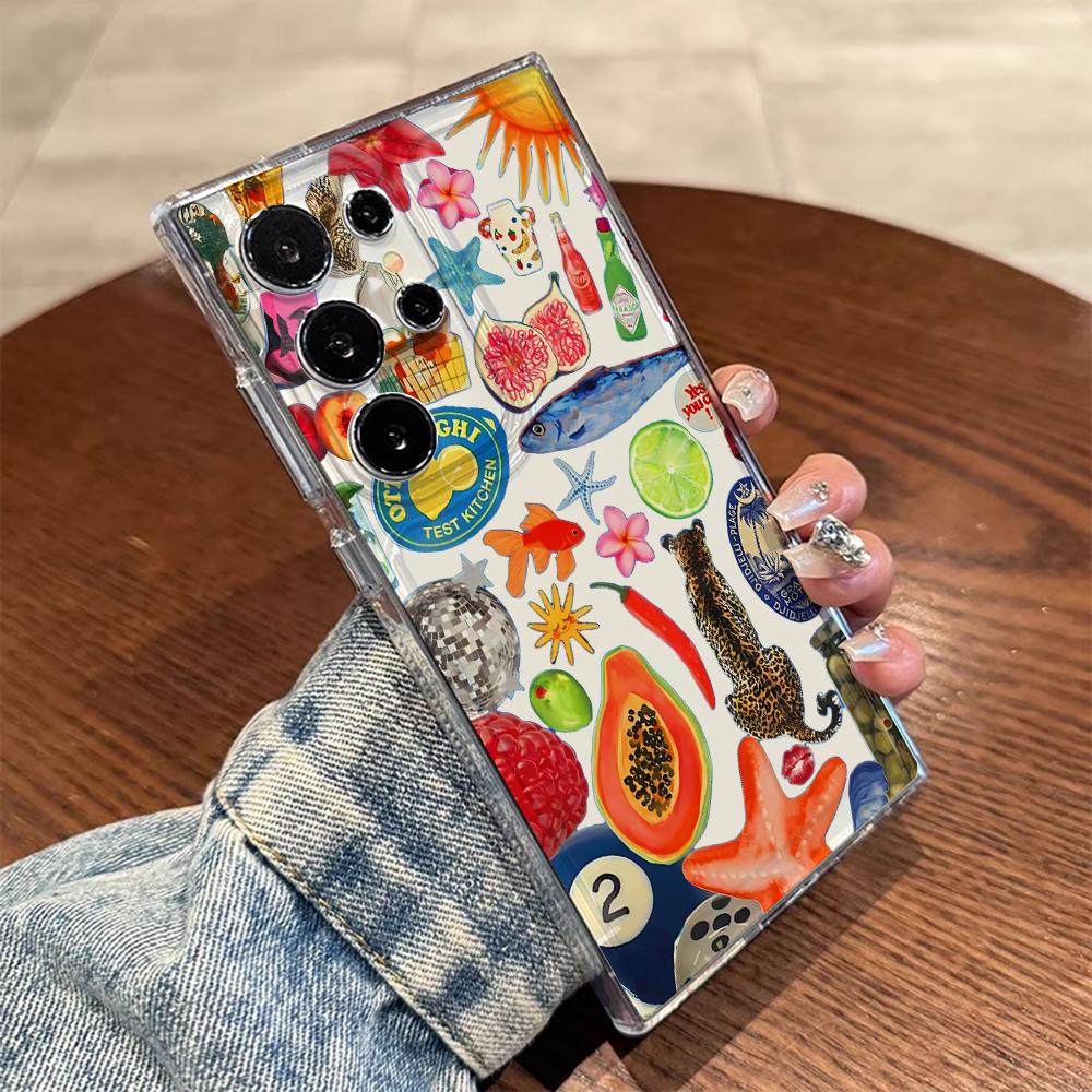 Verspieltes Frucht-Tier-Handyhülle für Samsung Galaxy A55 A54 A53 A35 A34 5G Note 20 S25 S24 S23 S22 S21 Ultra FE Plus Stoßfänger Funda