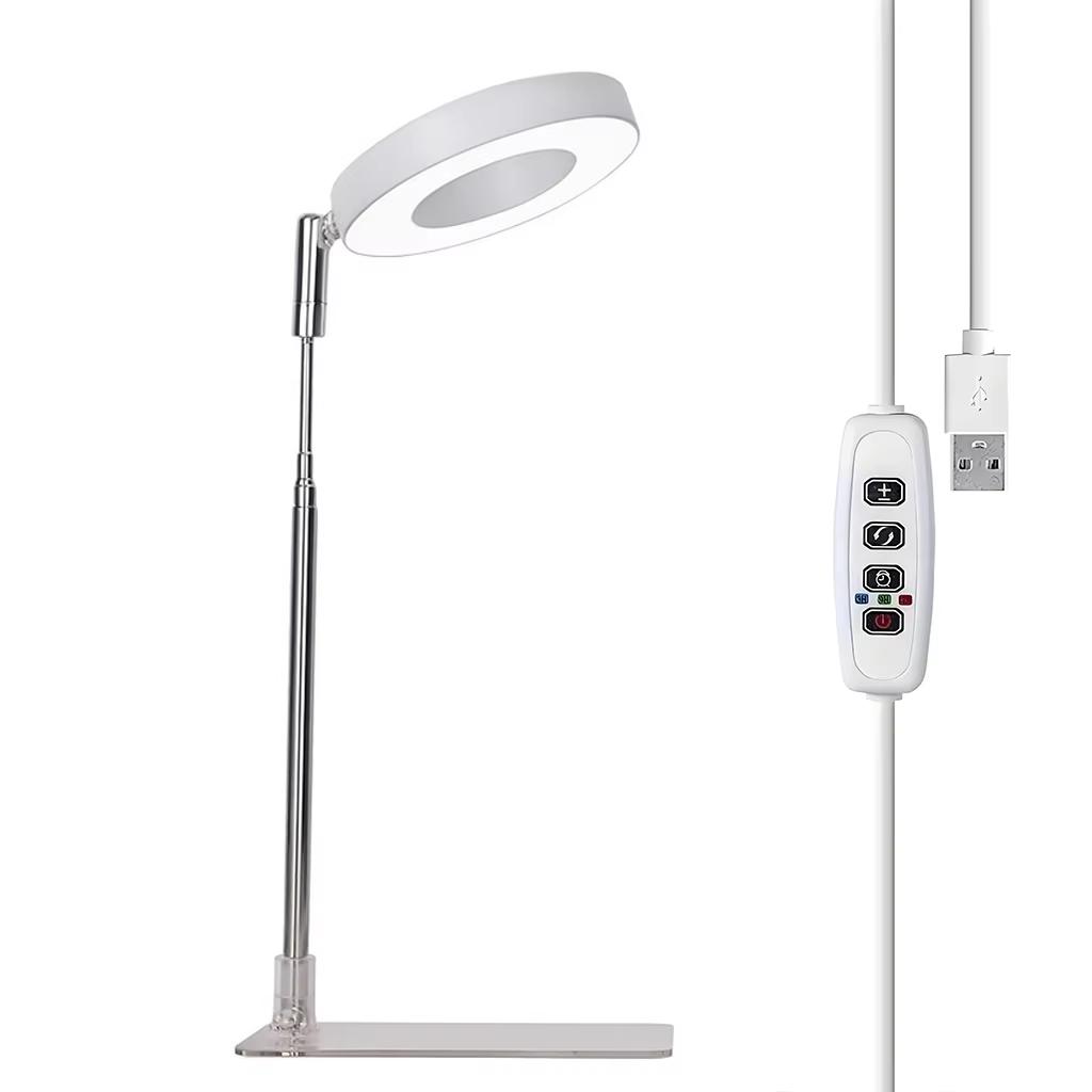 HOMEFISH Full Spectrum Fill Light LED Grow Lamp with Adjustable Height, 3/9/12H Timer 10-Level Dimming for Indoor Solar Plants