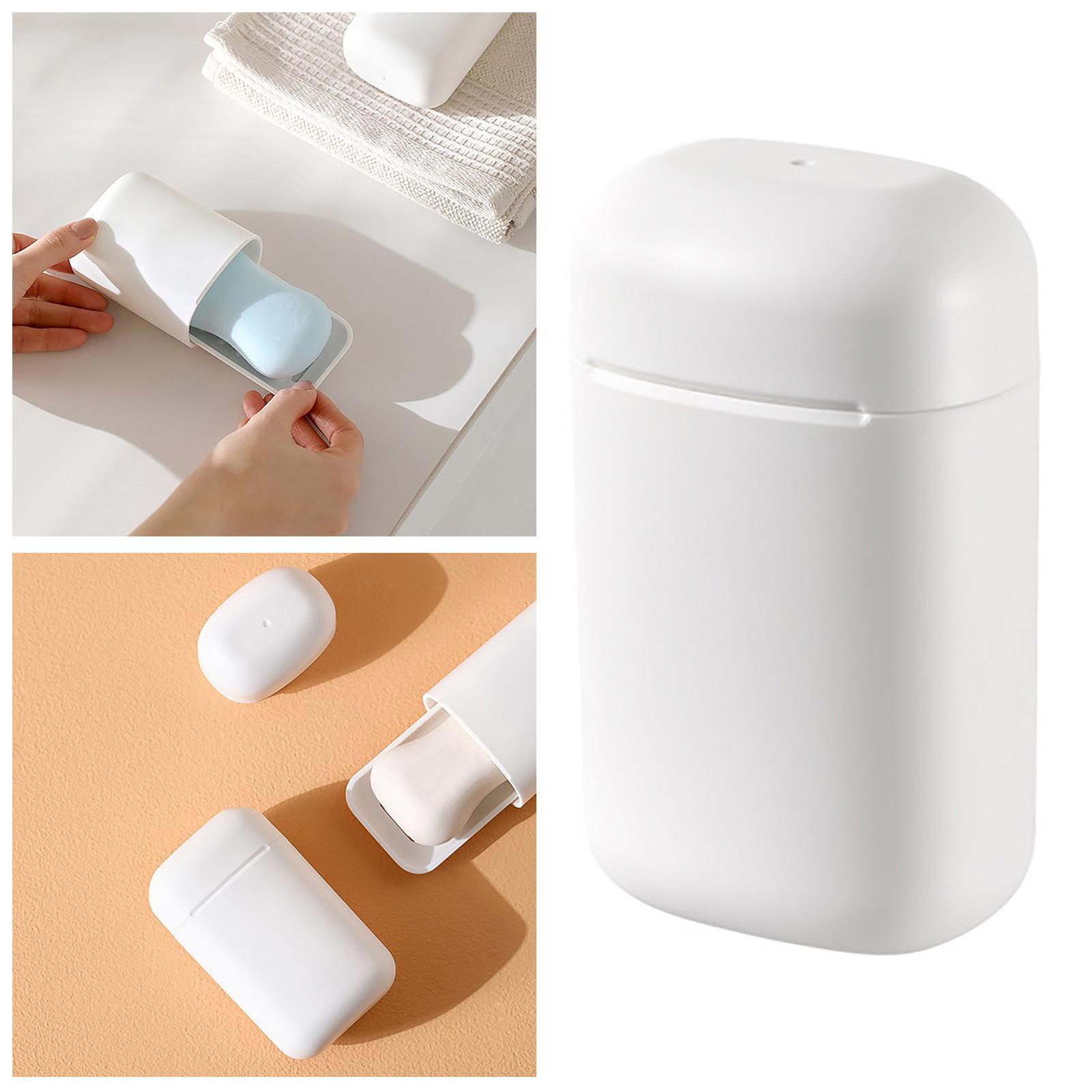 1pc Portable Plastic Soap Case For Travel Container Dish Tray Travel Soap Dish Portable Soap Holder With Cover Outdoor Organizer One Size белый