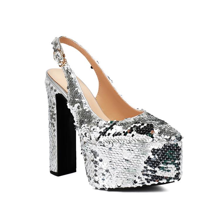 Damen Gold Grün Pailletten Schuhe Sexy Super Hochhackige Klobige Plateaus Pumps Bling Bling Silber Glitzer Schuhe Weiß