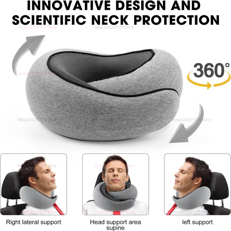 Travel Neck Pillow Memory Foam U-shaped Pillow Snail Style Travel Neck Support Portable Adjustable Soft Noon Break Sleep Pillows