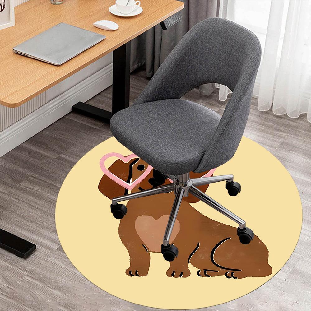 

1pc dog heart Round Chair mat Area Rug - Non-Slip, Floor Mat for Office, Bedroom, and Indoor Decor c1125092 80cm by 80cm