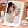 Foldable LED Makeup Mirror with Dimmable Light - Portable Travel-Friendly INS Style for Dorms and Desktops