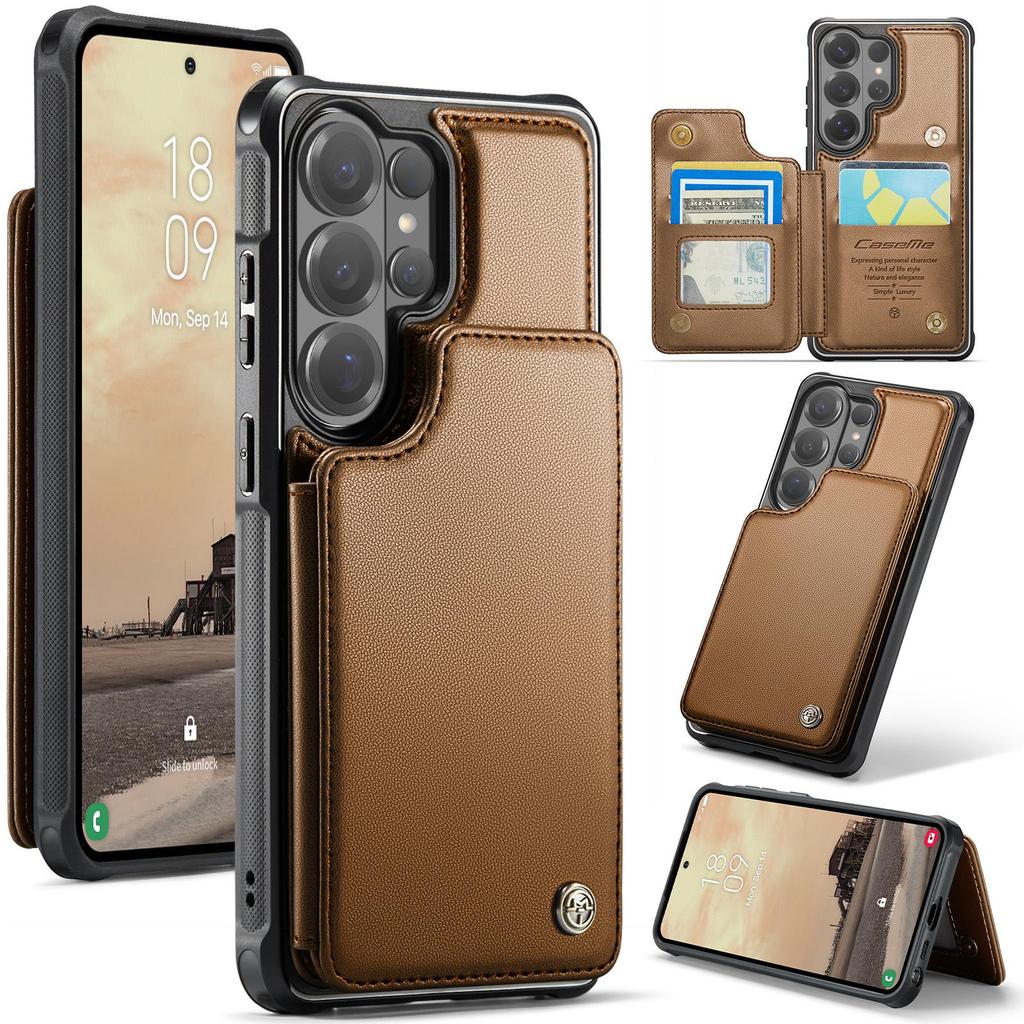 CaseMe Premium PU Leather Case For Samsung Galaxy S26+ S25 S24 S23 S22 S21 S20 Plus Ultra FE Card Wallet Holder Phone Back Cover Protector Skins