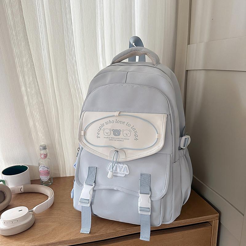Large Capacity Cute Backpack With Bear And Letter Print Decoration Daily For