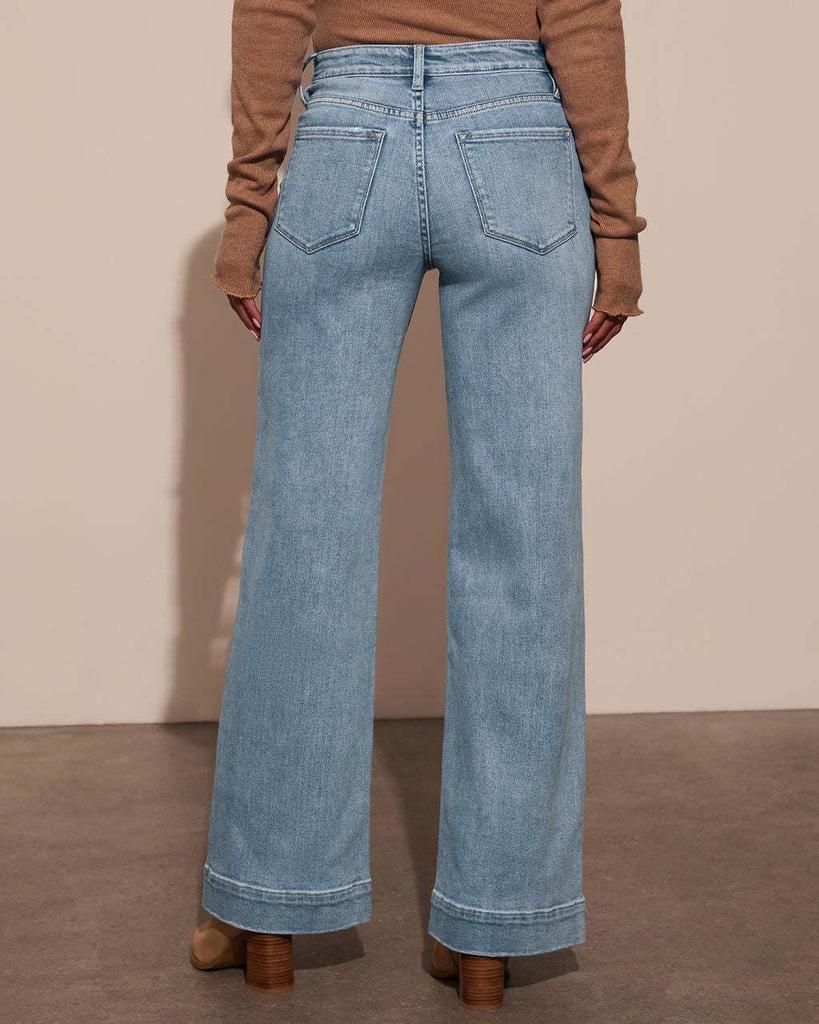 2025 Spring Women's High-Waisted Wide-Leg Retro Jeans - Slimming and Versatile Style