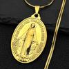 Catholic French Virgin Mary Pendant Necklace for Women Men Stainless Steel Gold Color 1830 Our Lady of Lourdes Chain Jewelry