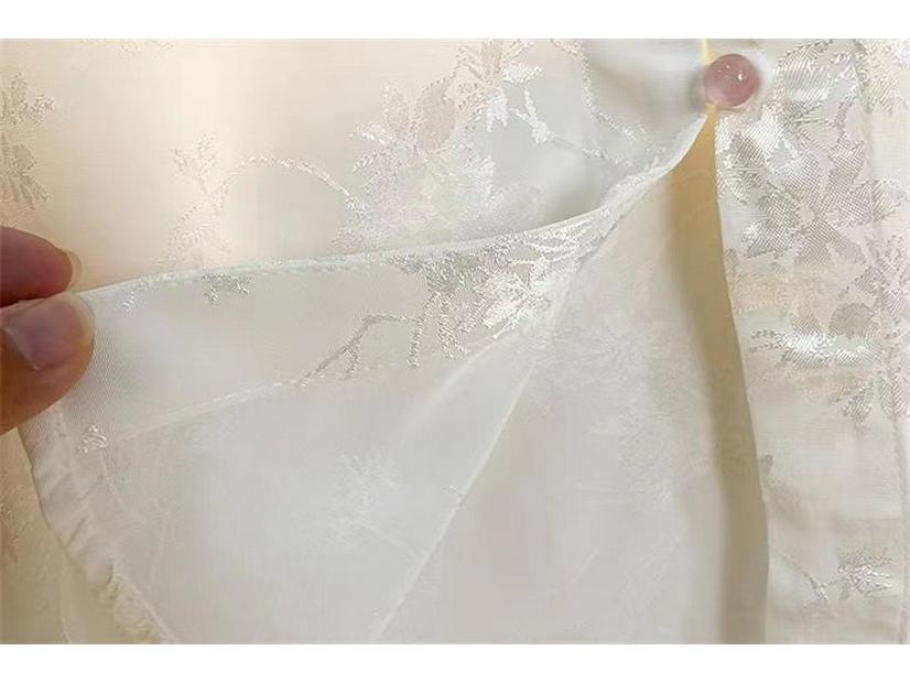 Women's 2024 National Style Jacquard Top: Spring/Autumn Stand Collar High-End Shirt