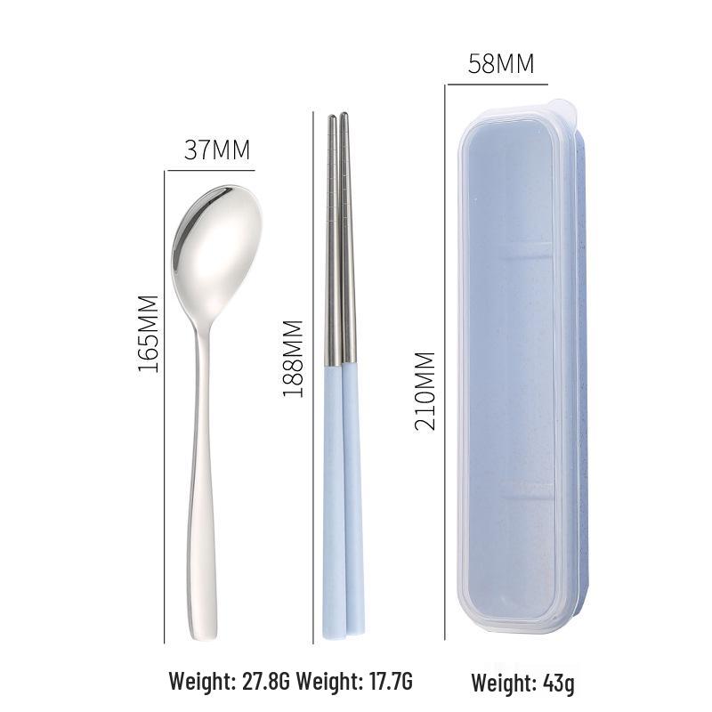 Stainless Steel Travel Cutlery Set: Fork, Spoon, Chopsticks with Portable Storage Box